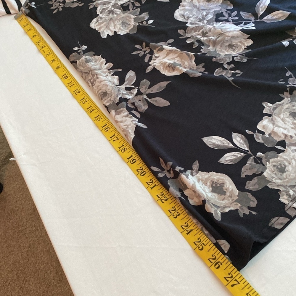 Jules & James dress below knee flowy long sleeves pockets florals/stripe Sz L - Picture 2 of 9